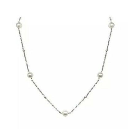 Diamond Akoya Pearl Necklace 14k Gold 7.90 mm 20" Certified $1,850 818174 - Certified Estate Jewelry