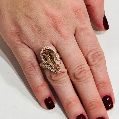 Morganite Diamond Ring 14 KT 6.91 TCW Certified $5,950 016633 - Certified Fine Jewelry